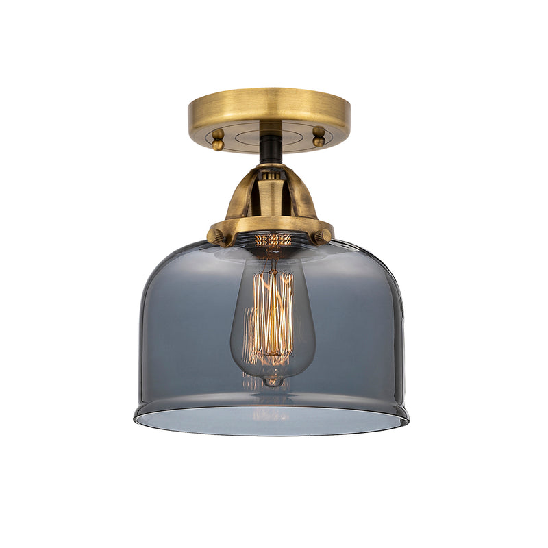 Bell Semi-Flush Mount shown in the Black Antique Brass finish with a Plated Smoke shade