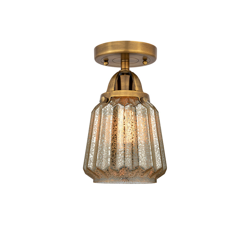 Chatham Semi-Flush Mount shown in the Brushed Brass finish with a Mercury shade