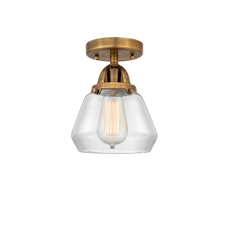 Fulton Semi-Flush Mount shown in the Brushed Brass finish with a Clear shade