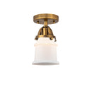 Canton Semi-Flush Mount shown in the Brushed Brass finish with a Matte White shade