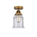 Canton Semi-Flush Mount shown in the Brushed Brass finish with a Seedy shade