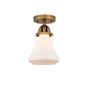 Bellmont Semi-Flush Mount shown in the Brushed Brass finish with a Matte White shade