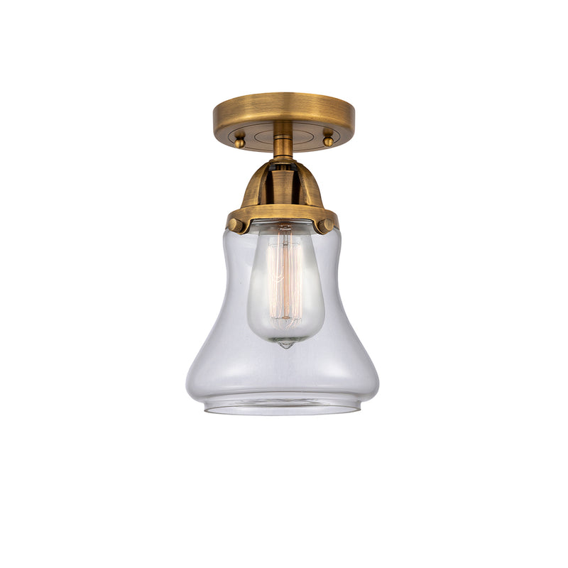 Bellmont Semi-Flush Mount shown in the Brushed Brass finish with a Clear shade