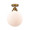 Beacon Semi-Flush Mount shown in the Brushed Brass finish with a Matte White shade