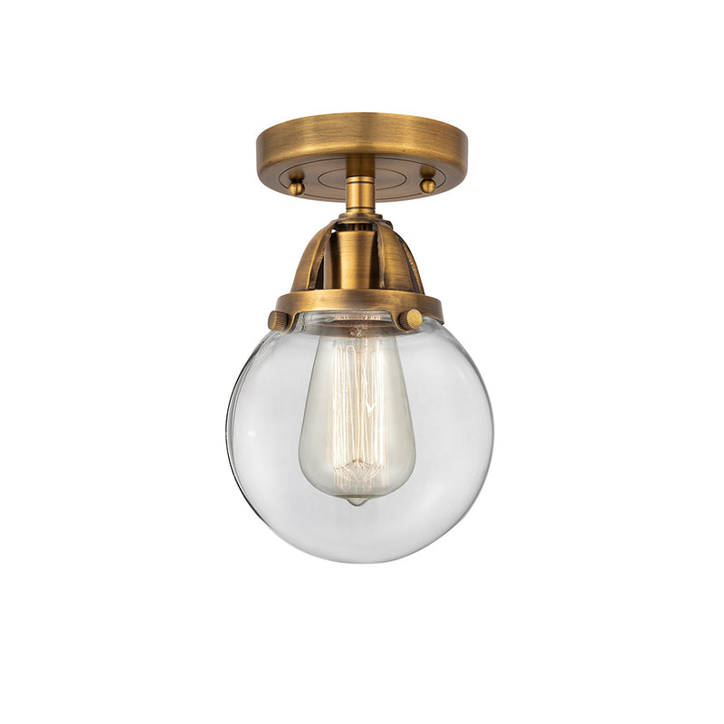 Beacon Semi-Flush Mount shown in the Brushed Brass finish with a Clear shade