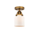 Bell Semi-Flush Mount shown in the Brushed Brass finish with a Matte White shade