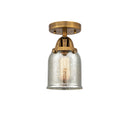 Bell Semi-Flush Mount shown in the Brushed Brass finish with a Silver Plated Mercury shade