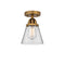 Cone Semi-Flush Mount shown in the Brushed Brass finish with a Clear shade