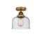 Bell Semi-Flush Mount shown in the Brushed Brass finish with a Seedy shade