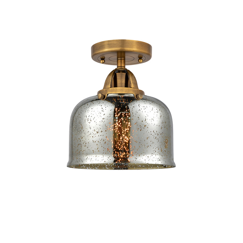 Bell Semi-Flush Mount shown in the Brushed Brass finish with a Silver Plated Mercury shade