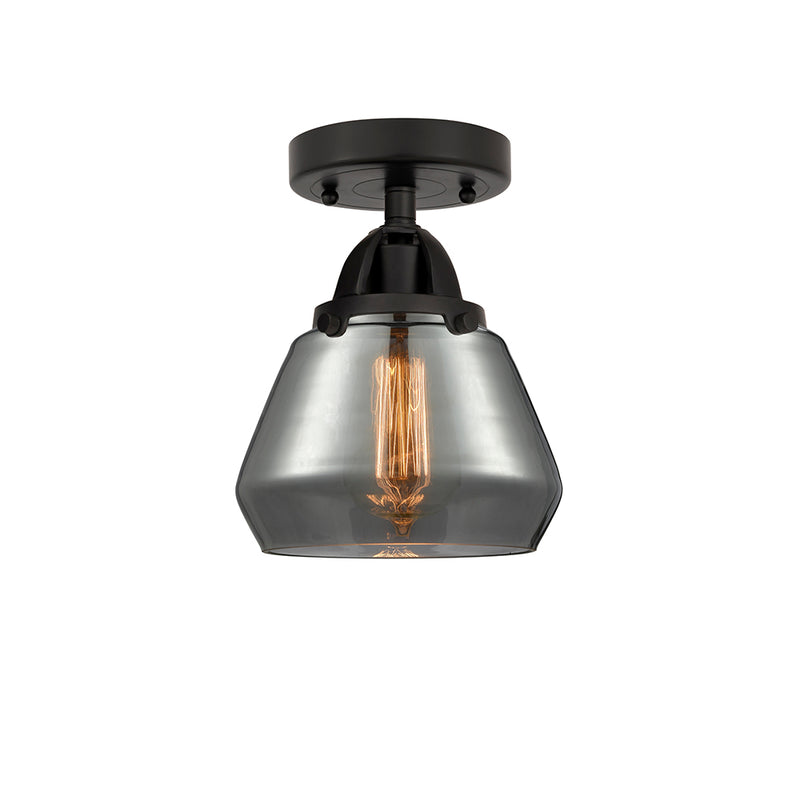 Fulton Semi-Flush Mount shown in the Matte Black finish with a Plated Smoke shade