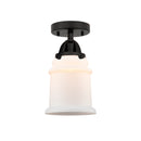 Canton Semi-Flush Mount shown in the Matte Black finish with a Matte White shade