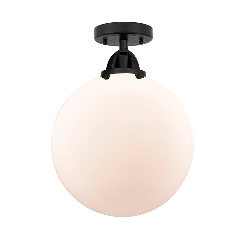 Beacon Semi-Flush Mount shown in the Matte Black finish with a Matte White shade