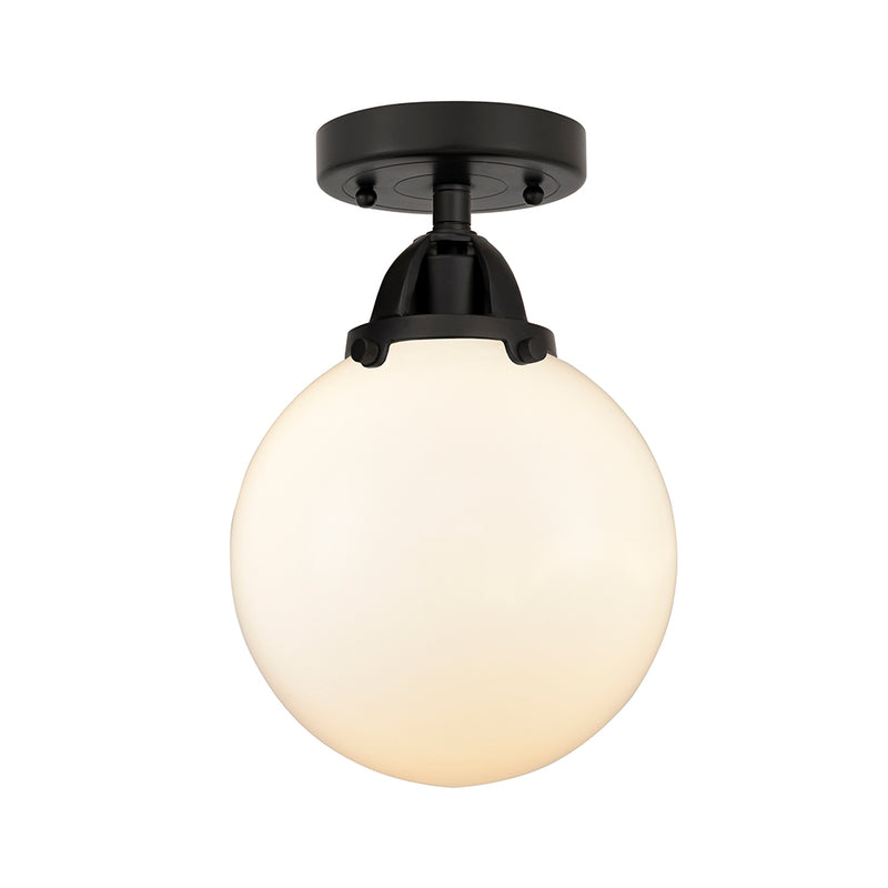 Beacon Semi-Flush Mount shown in the Matte Black finish with a Matte White shade