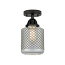 Stanton Semi-Flush Mount shown in the Matte Black finish with a Clear Wire Mesh shade