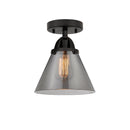 Cone Semi-Flush Mount shown in the Matte Black finish with a Plated Smoke shade