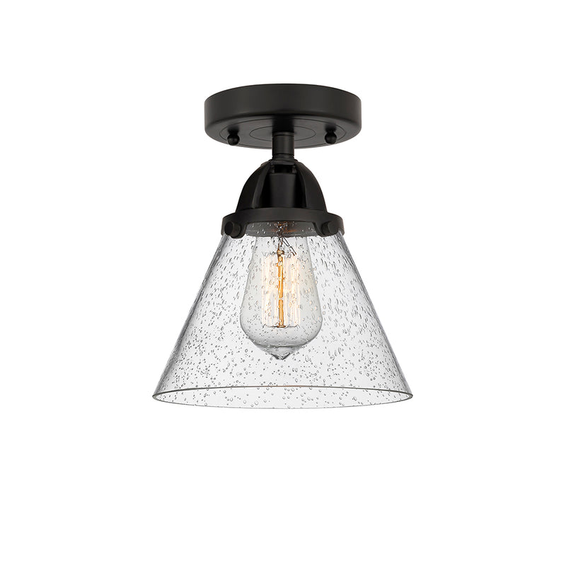 Cone Semi-Flush Mount shown in the Matte Black finish with a Seedy shade