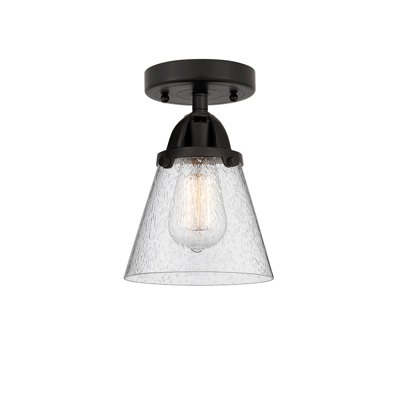 Cone Semi-Flush Mount shown in the Matte Black finish with a Seedy shade