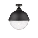 Hampden Semi-Flush Mount shown in the Matte Black finish with a Seedy shade