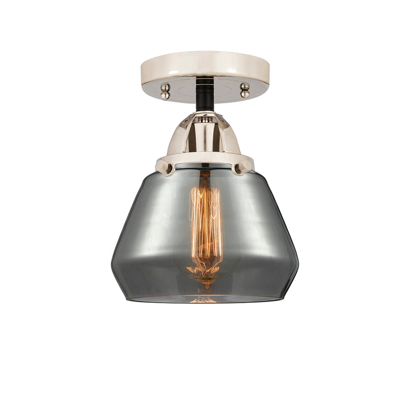 Fulton Semi-Flush Mount shown in the Black Polished Nickel finish with a Plated Smoke shade