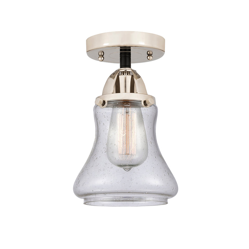 Bellmont Semi-Flush Mount shown in the Black Polished Nickel finish with a Seedy shade