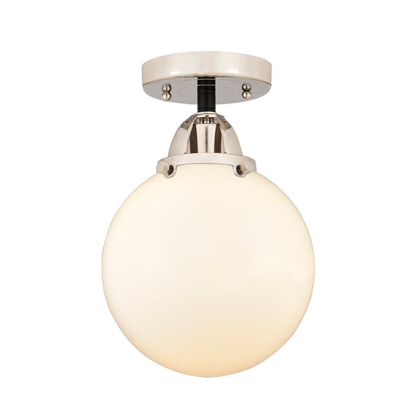 Beacon Semi-Flush Mount shown in the Black Polished Nickel finish with a Matte White shade