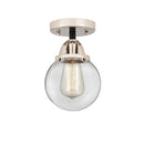 Beacon Semi-Flush Mount shown in the Black Polished Nickel finish with a Clear shade