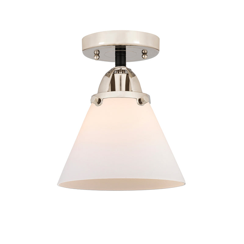 Cone Semi-Flush Mount shown in the Black Polished Nickel finish with a Matte White shade