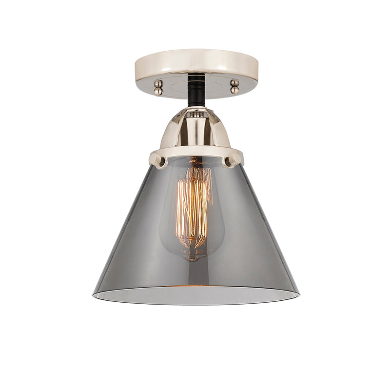 Cone Semi-Flush Mount shown in the Black Polished Nickel finish with a Plated Smoke shade