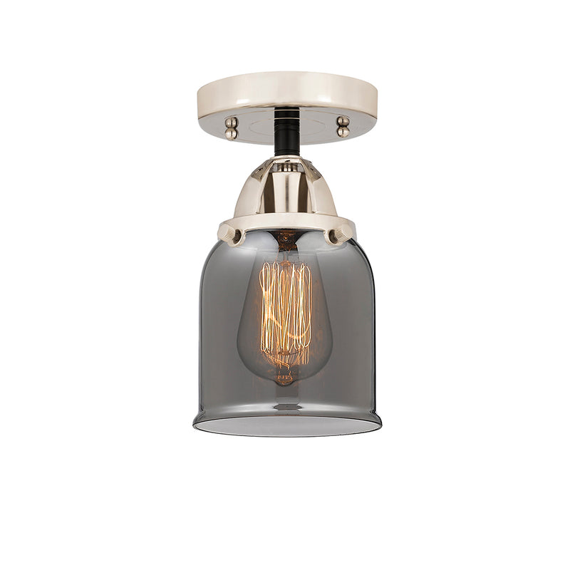 Bell Semi-Flush Mount shown in the Black Polished Nickel finish with a Plated Smoke shade