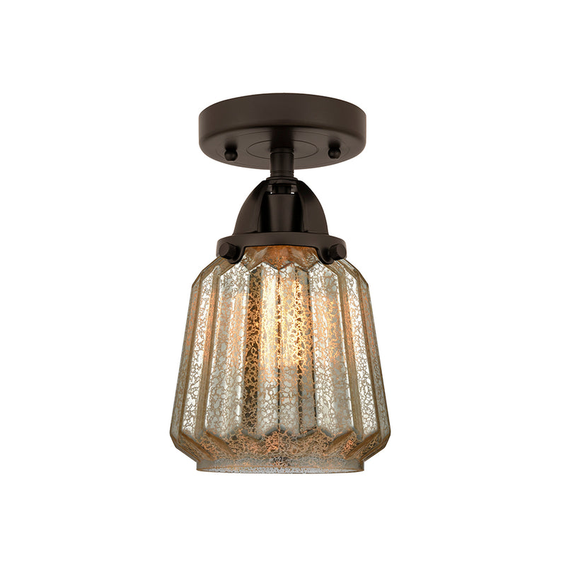 Chatham Semi-Flush Mount shown in the Oil Rubbed Bronze finish with a Mercury shade