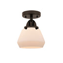 Fulton Semi-Flush Mount shown in the Oil Rubbed Bronze finish with a Matte White shade