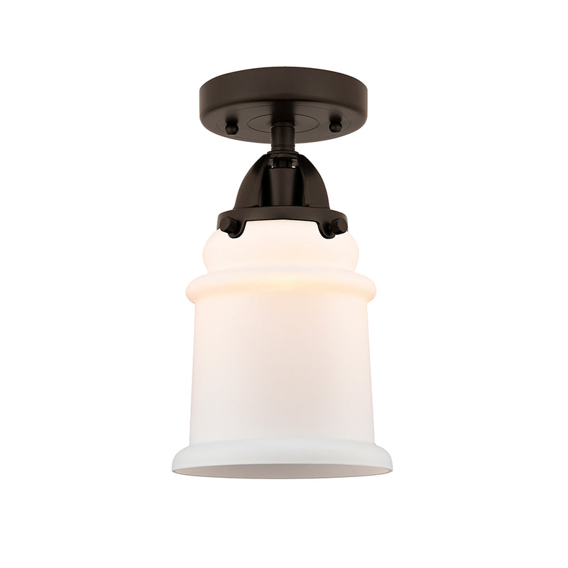 Canton Semi-Flush Mount shown in the Oil Rubbed Bronze finish with a Matte White shade