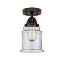 Canton Semi-Flush Mount shown in the Oil Rubbed Bronze finish with a Clear shade