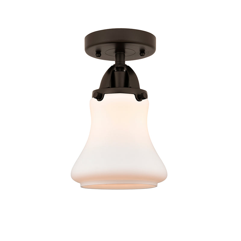 Bellmont Semi-Flush Mount shown in the Oil Rubbed Bronze finish with a Matte White shade