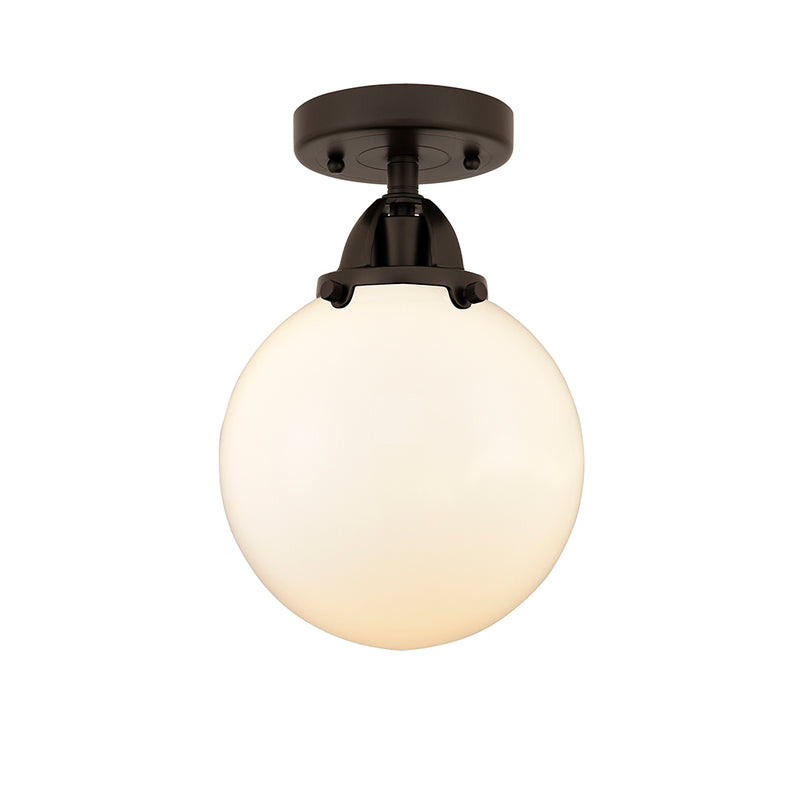 Beacon Semi-Flush Mount shown in the Oil Rubbed Bronze finish with a Matte White shade