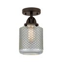 Stanton Semi-Flush Mount shown in the Oil Rubbed Bronze finish with a Clear Wire Mesh shade
