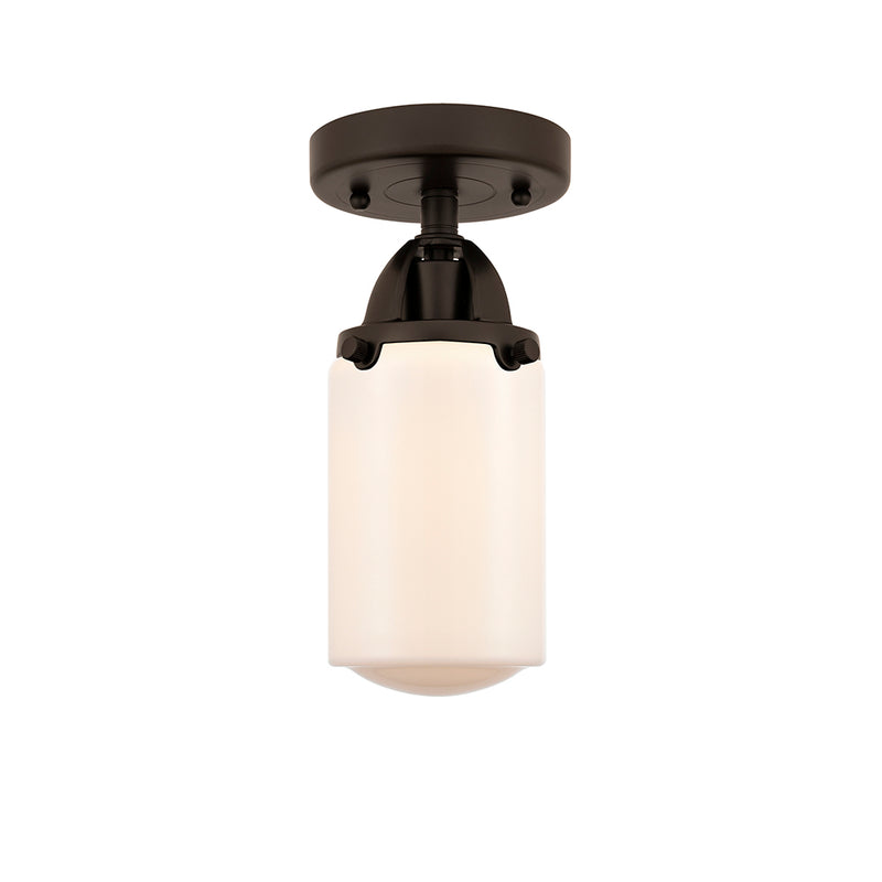 Dover Semi-Flush Mount shown in the Oil Rubbed Bronze finish with a Matte White shade