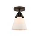 Cone Semi-Flush Mount shown in the Oil Rubbed Bronze finish with a Matte White shade