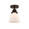 Cone Semi-Flush Mount shown in the Oil Rubbed Bronze finish with a Matte White shade