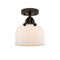 Bell Semi-Flush Mount shown in the Oil Rubbed Bronze finish with a Matte White shade