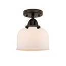 Bell Semi-Flush Mount shown in the Oil Rubbed Bronze finish with a Matte White shade