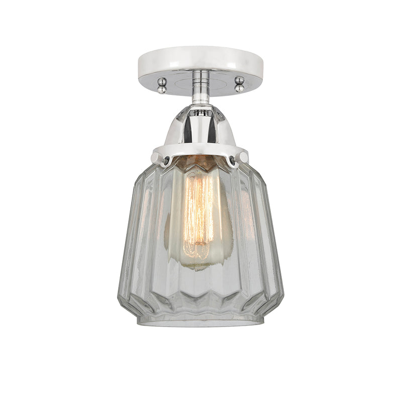 Chatham Semi-Flush Mount shown in the Polished Chrome finish with a Clear shade