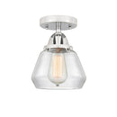 Fulton Semi-Flush Mount shown in the Polished Chrome finish with a Clear shade