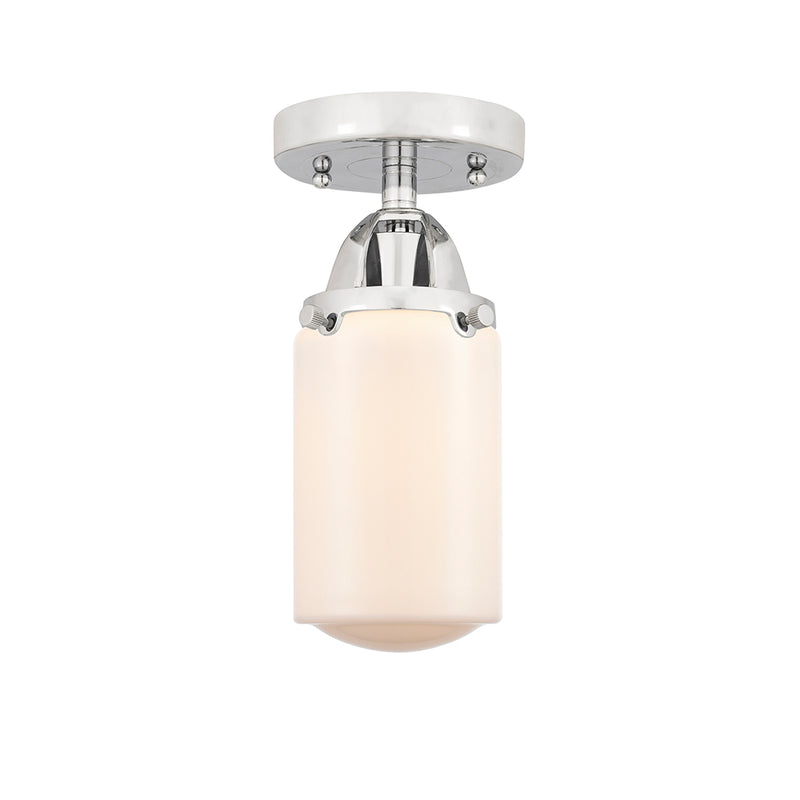 Dover Semi-Flush Mount shown in the Polished Chrome finish with a Matte White shade