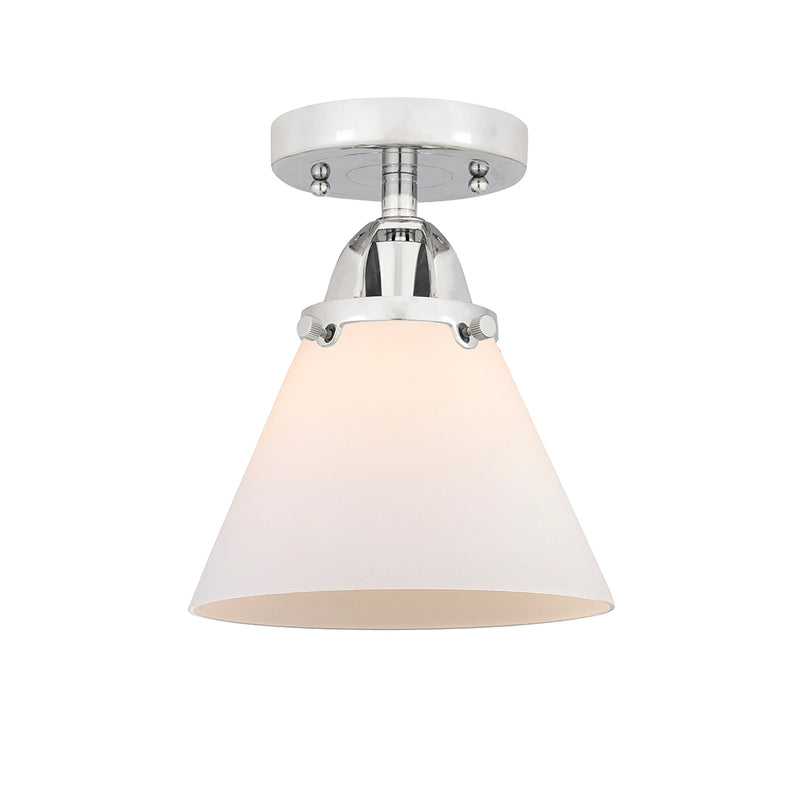 Cone Semi-Flush Mount shown in the Polished Chrome finish with a Matte White shade