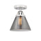 Cone Semi-Flush Mount shown in the Polished Chrome finish with a Plated Smoke shade