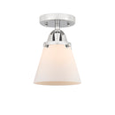 Cone Semi-Flush Mount shown in the Polished Chrome finish with a Matte White shade