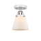 Cone Semi-Flush Mount shown in the Polished Chrome finish with a Matte White shade