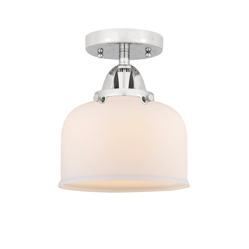 Bell Semi-Flush Mount shown in the Polished Chrome finish with a Matte White shade